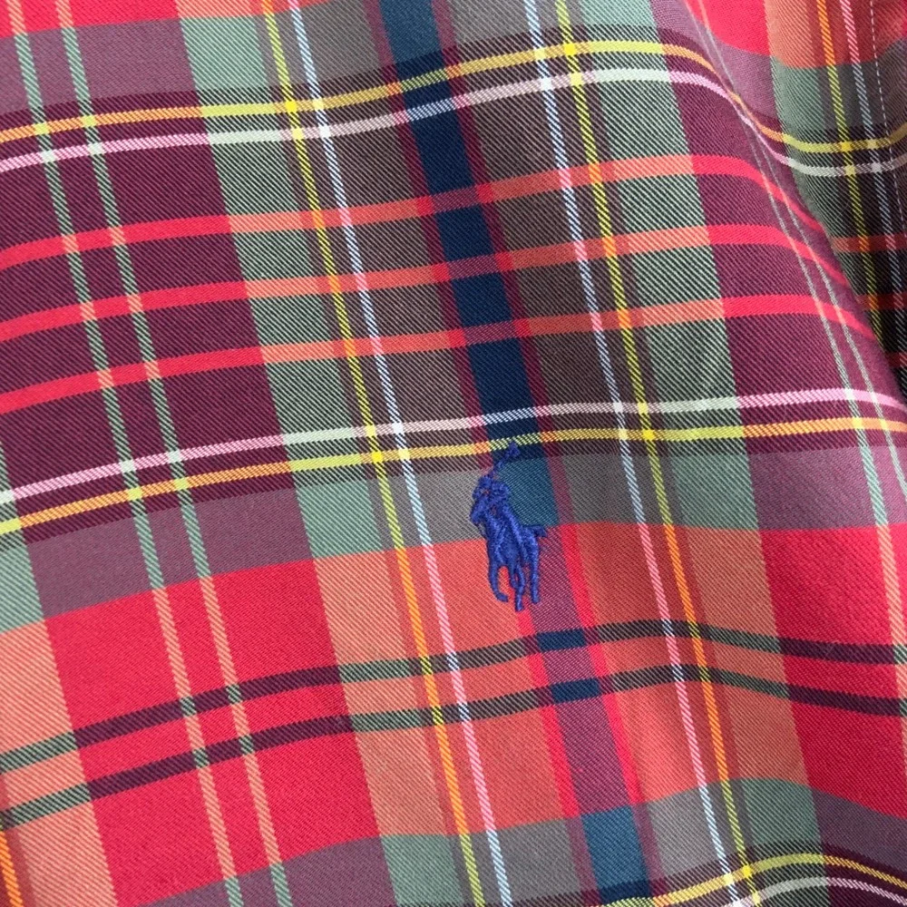 Polo Ralph Lauren Mens Classic Fit Red Tartan Plaid Button Down Shirt Large